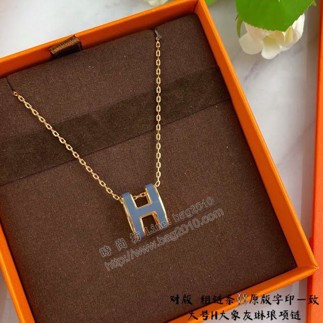 Hermes首飾品 愛馬仕大象灰H琳琅大號項鏈 Hermes對版粗鏈條女士項鏈  zgh1527